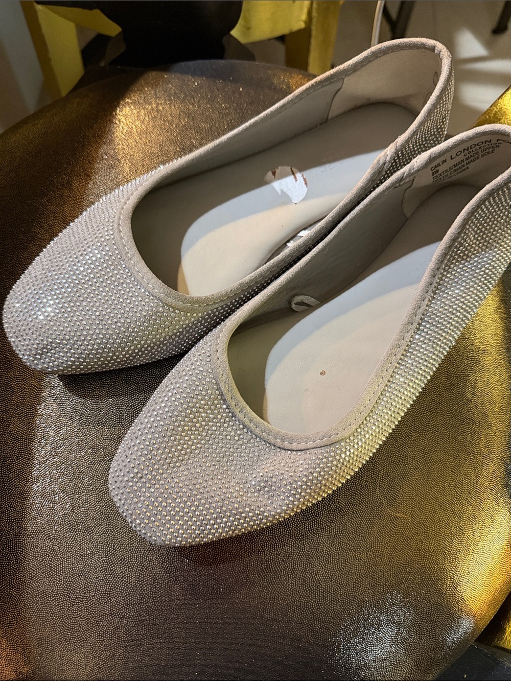 London Fog Silver Rhinestone Ballet Flats